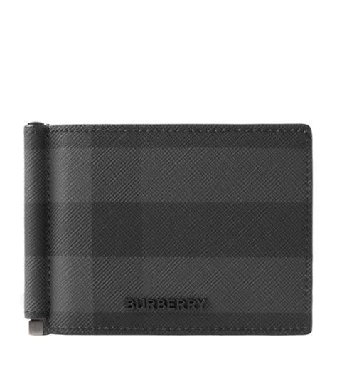 burberry check money clip wallet